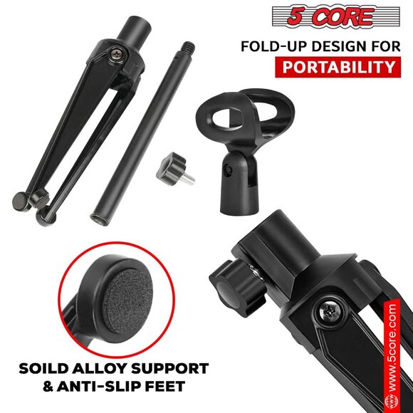 5Core Tripod Desktop Mic Stand Universal Desk Microphone Holder Table Top Stands - Picture 5 of 15